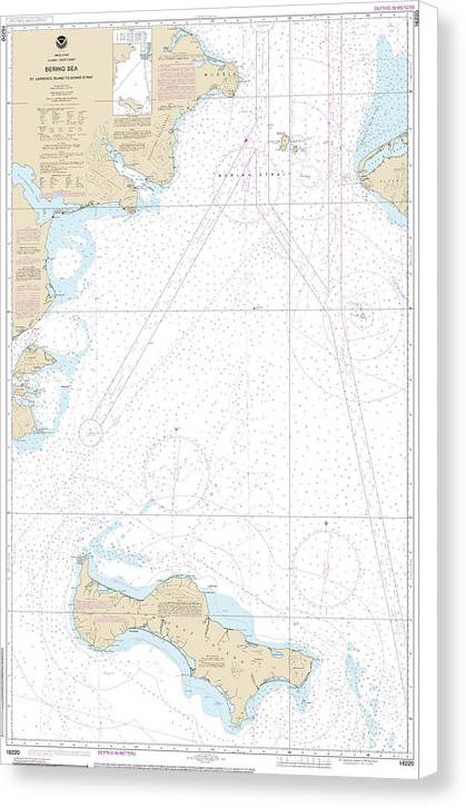 Nautical Chart-16220 Bering Sea St Lawrence Island-bering Strait - Canvas Print
