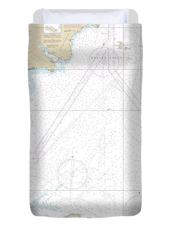 Nautical Chart-16220 Bering Sea St Lawrence Island-bering Strait - Duvet Cover