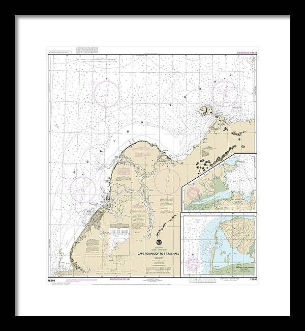 Nautical Chart-16240 Cape Ramonzof-st Michael, St Michael Bay, Approaches-cape Ramanzof - Framed Print