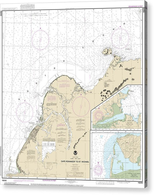 Nautical Chart-16240 Cape Ramonzof-St Michael, St Michael Bay, Approaches-Cape Ramanzof  Acrylic Print