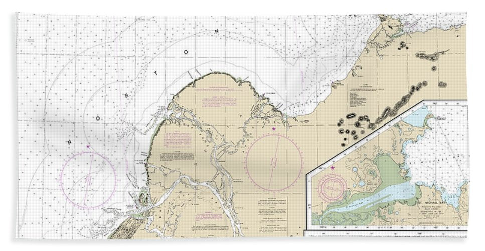 Nautical Chart 16240 Cape Ramonzof St Michael, St Michael Bay, Approaches Cape Ramanzof Bath Towel