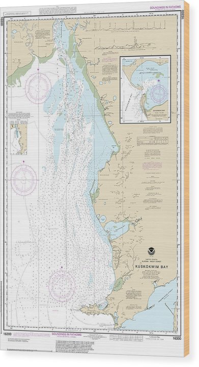 Nautical Chart-16300 Kuskokwim Bay, Goodnews Bay Wood Print