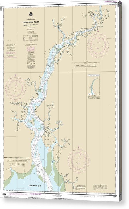 Nautical Chart-16304 Kuskokwim Bay-Bethel  Acrylic Print