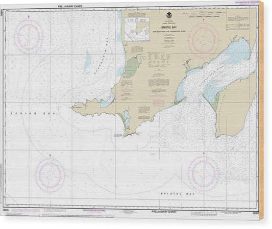 Nautical Chart-16305 Bristol Bay-Cape Newenham-Hagemeister Strait Wood Print