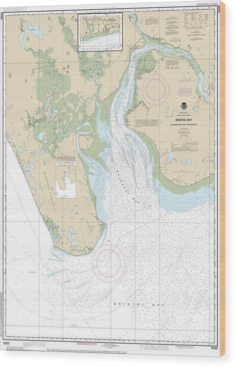 Nautical Chart-16322 Bristol Bay-Nushagak B-Approaches Wood Print