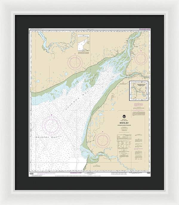 Nautical Chart-16323 Bristol Bay-kvichak Bay-approaches - Framed Print