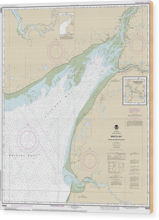 Nautical Chart-16323 Bristol Bay-Kvichak Bay-Approaches Wood Print