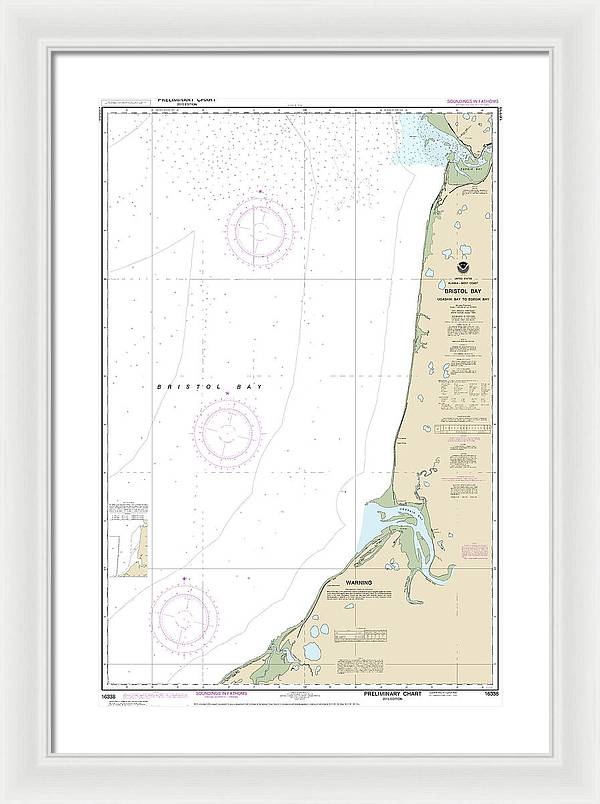 Nautical Chart-16338 Bristol Bay-ugashik Bay-egegik Bay - Framed Print