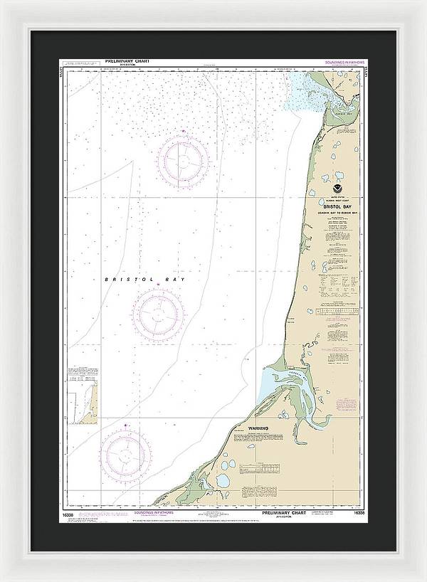 Nautical Chart-16338 Bristol Bay-ugashik Bay-egegik Bay - Framed Print