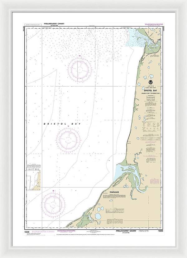 Nautical Chart-16338 Bristol Bay-ugashik Bay-egegik Bay - Framed Print