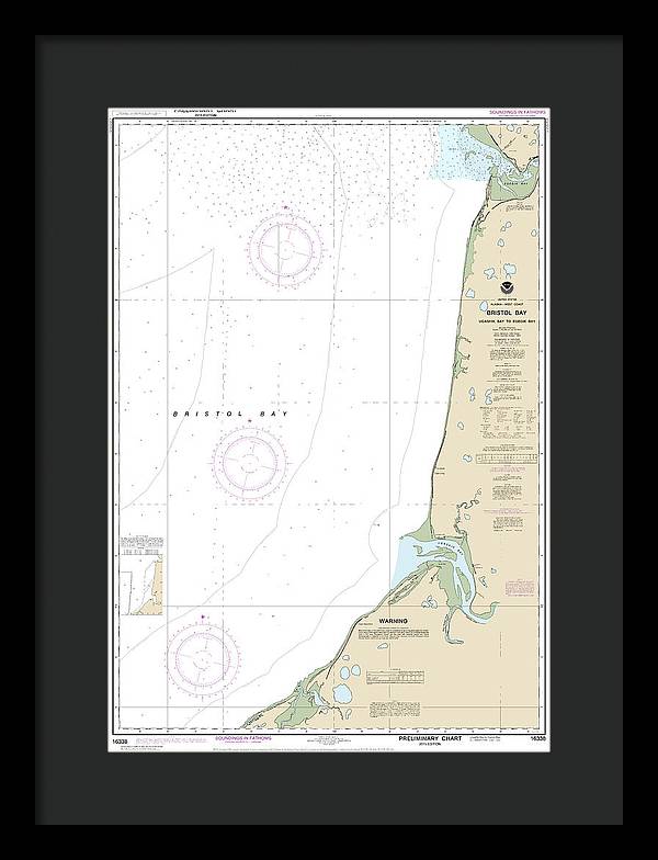 Nautical Chart-16338 Bristol Bay-ugashik Bay-egegik Bay - Framed Print