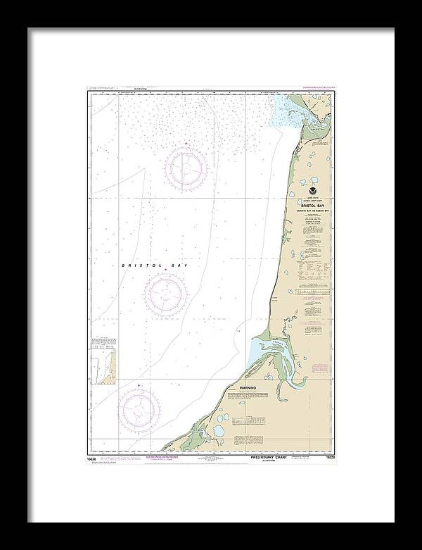 Nautical Chart-16338 Bristol Bay-ugashik Bay-egegik Bay - Framed Print