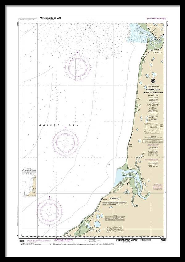 Nautical Chart-16338 Bristol Bay-ugashik Bay-egegik Bay - Framed Print