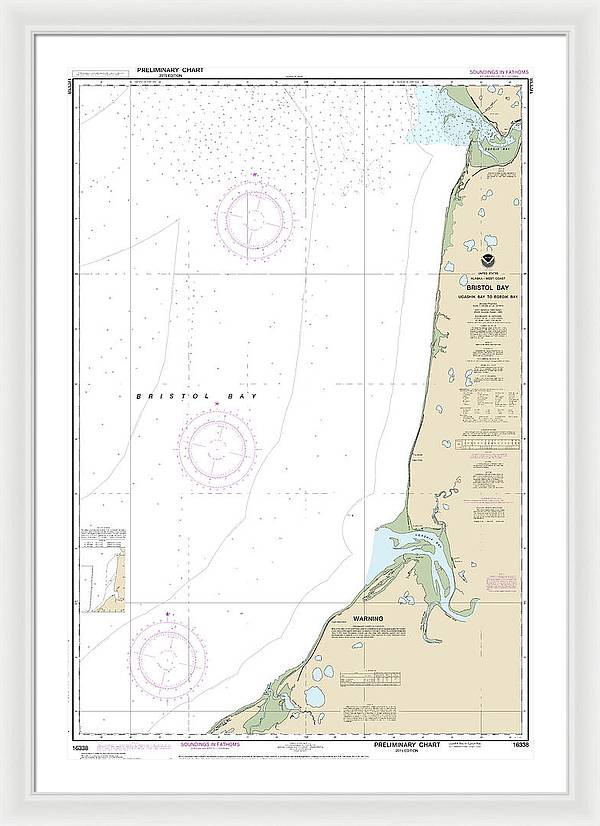 Nautical Chart-16338 Bristol Bay-ugashik Bay-egegik Bay - Framed Print