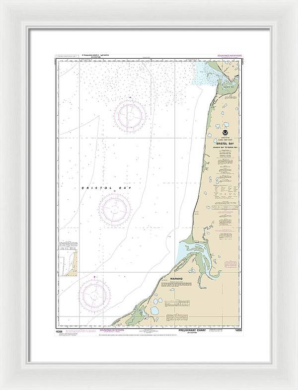 Nautical Chart-16338 Bristol Bay-ugashik Bay-egegik Bay - Framed Print