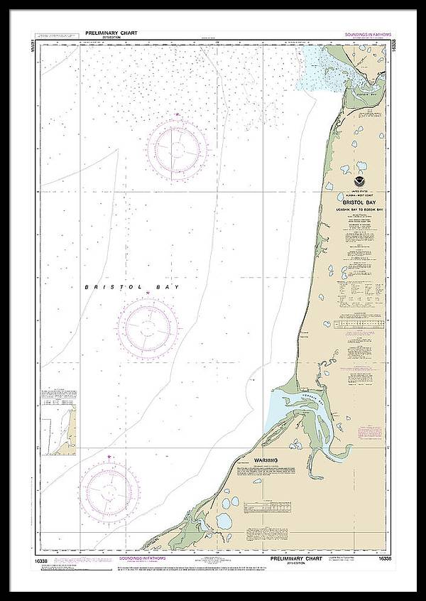 Nautical Chart-16338 Bristol Bay-ugashik Bay-egegik Bay - Framed Print