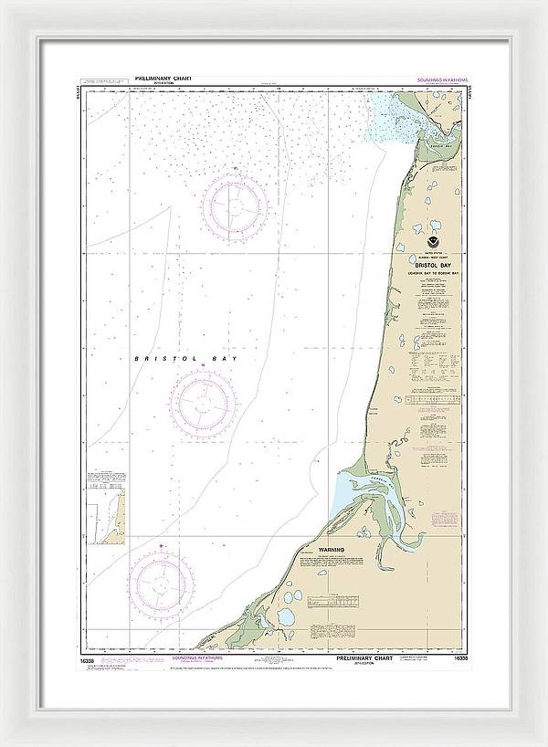 Nautical Chart-16338 Bristol Bay-ugashik Bay-egegik Bay - Framed Print