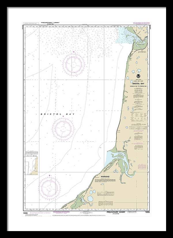 Nautical Chart-16338 Bristol Bay-ugashik Bay-egegik Bay - Framed Print