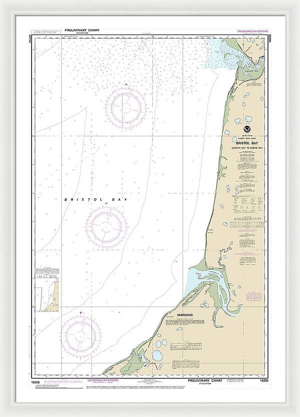 Nautical Chart-16338 Bristol Bay-ugashik Bay-egegik Bay - Framed Print