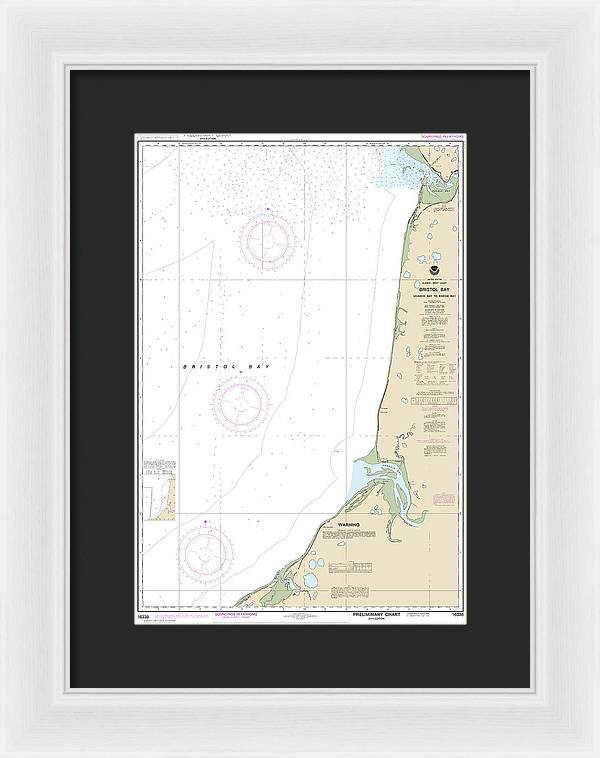 Nautical Chart-16338 Bristol Bay-ugashik Bay-egegik Bay - Framed Print