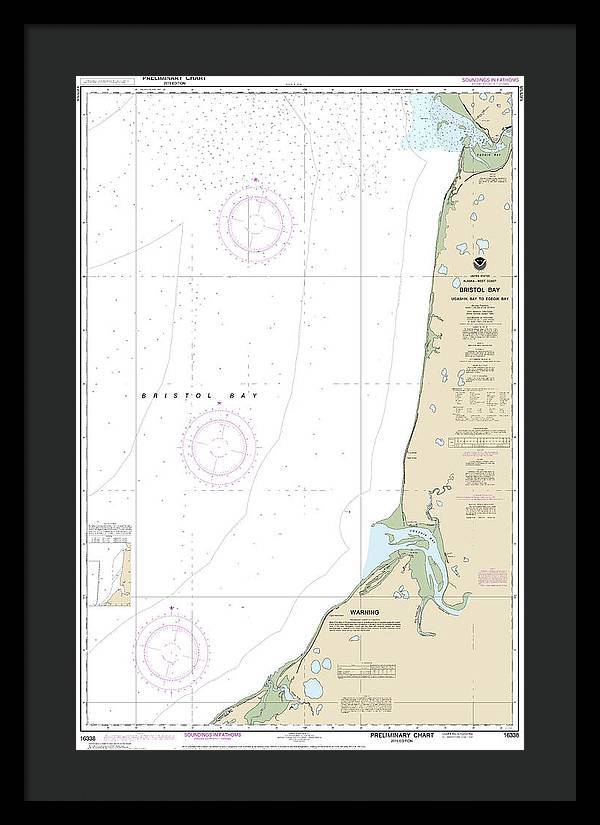 Nautical Chart-16338 Bristol Bay-ugashik Bay-egegik Bay - Framed Print