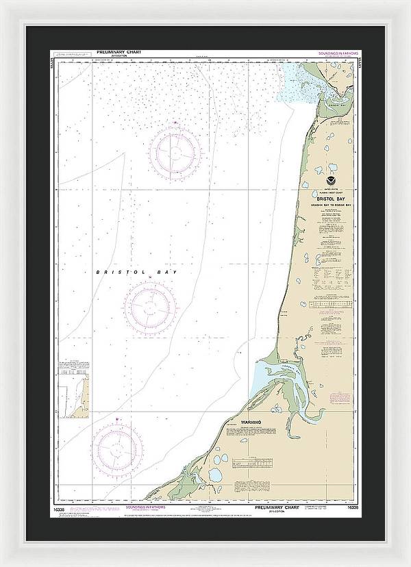 Nautical Chart-16338 Bristol Bay-ugashik Bay-egegik Bay - Framed Print