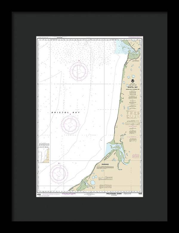 Nautical Chart-16338 Bristol Bay-ugashik Bay-egegik Bay - Framed Print