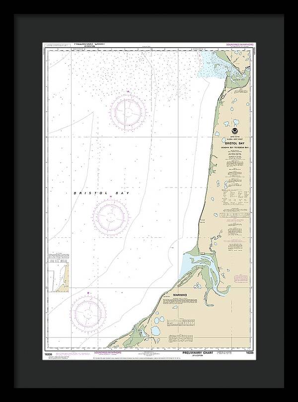 Nautical Chart-16338 Bristol Bay-ugashik Bay-egegik Bay - Framed Print