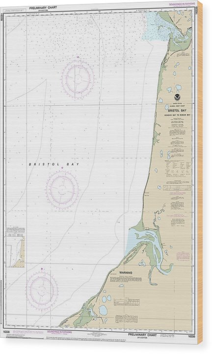 Nautical Chart-16338 Bristol Bay-Ugashik Bay-Egegik Bay Wood Print