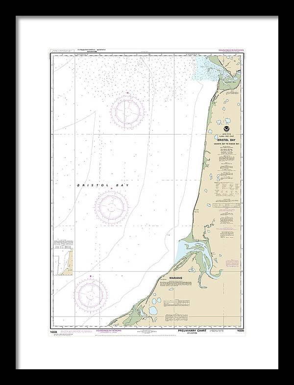 Nautical Chart-16338 Bristol Bay-ugashik Bay-egegik Bay - Framed Print