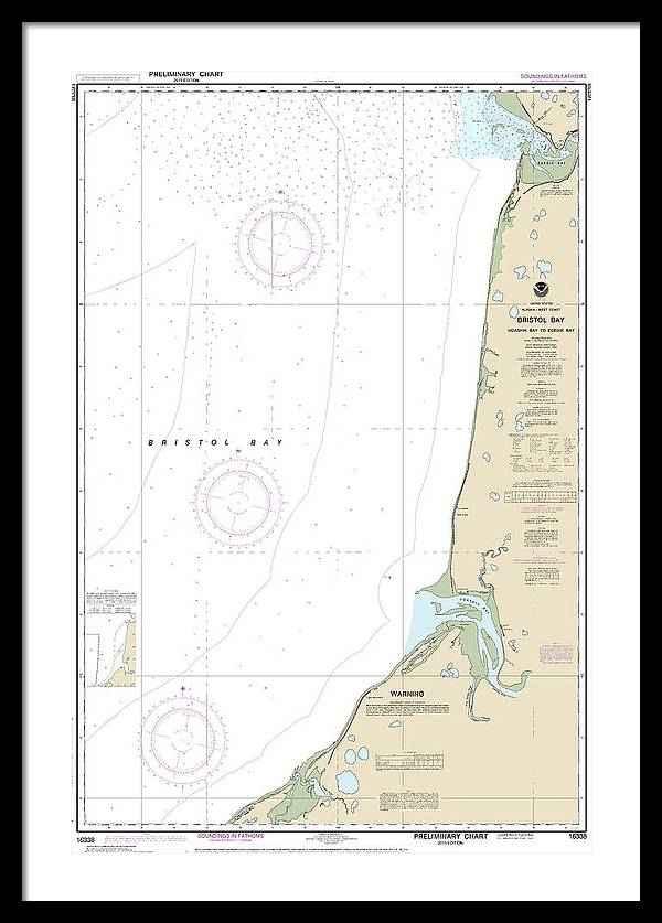 Nautical Chart-16338 Bristol Bay-ugashik Bay-egegik Bay - Framed Print