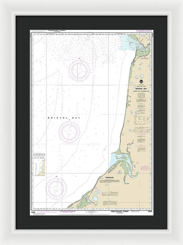 Nautical Chart-16338 Bristol Bay-ugashik Bay-egegik Bay - Framed Print