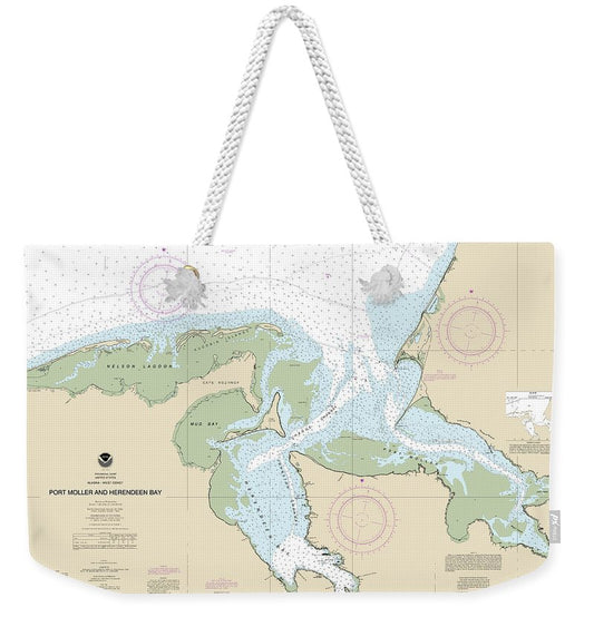 Nautical Chart-16363 Port Moller-herendeen Bay - Weekender Tote Bag