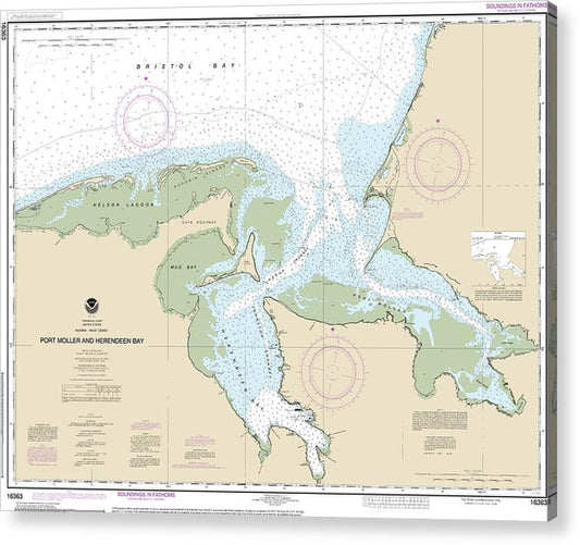 Nautical Chart-16363 Port Moller-Herendeen Bay  Acrylic Print