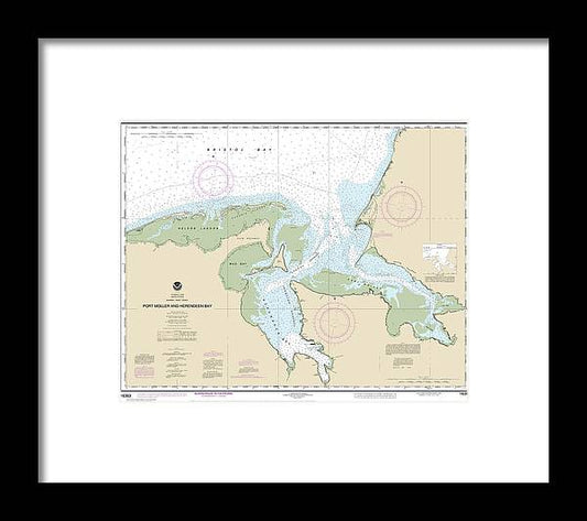 Nautical Chart-16363 Port Moller-herendeen Bay - Framed Print