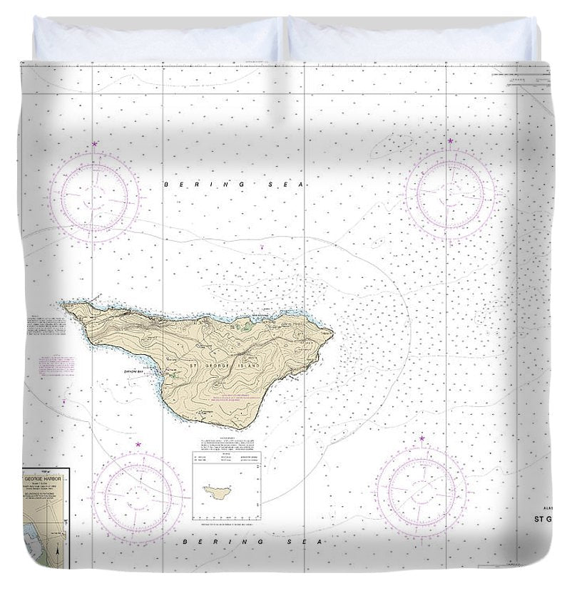 Nautical Chart 16381 St George Island, Pribilof Islands Duvet Cover