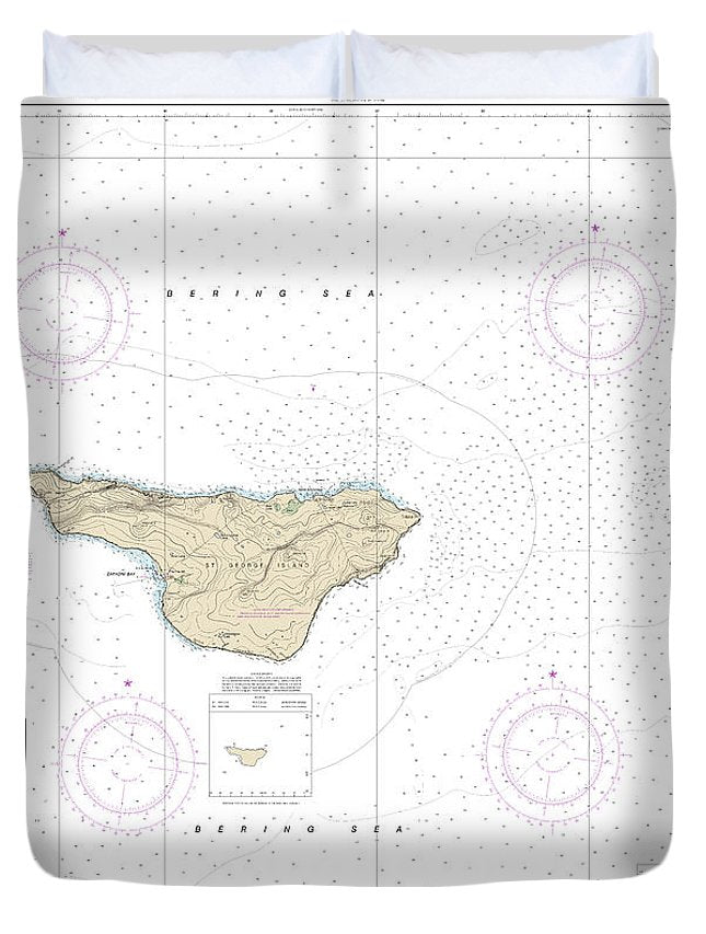 Nautical Chart-16381 St George Island, Pribilof Islands - Duvet Cover