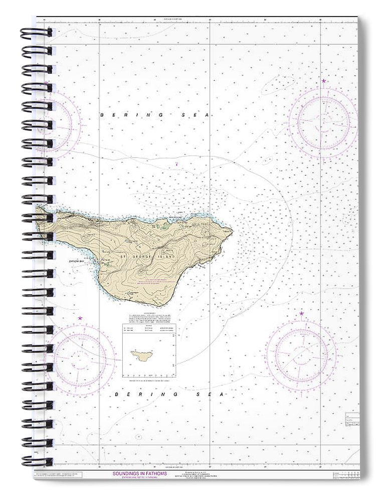 Nautical Chart 16381 St George Island, Pribilof Islands Spiral Notebook