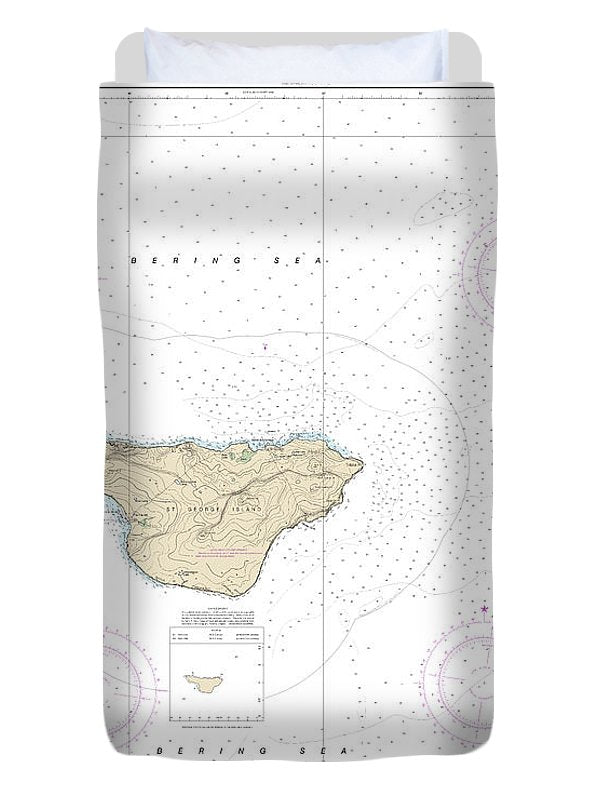 Nautical Chart-16381 St George Island, Pribilof Islands - Duvet Cover