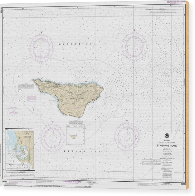 Nautical Chart-16381 St George Island, Pribilof Islands Wood Print