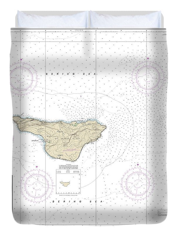 Nautical Chart-16381 St George Island, Pribilof Islands - Duvet Cover