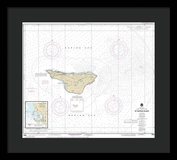 Nautical Chart-16381 St George Island, Pribilof Islands - Framed Print