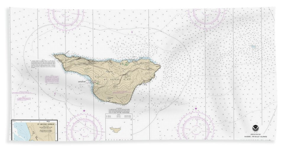 Nautical Chart 16381 St George Island, Pribilof Islands Bath Towel