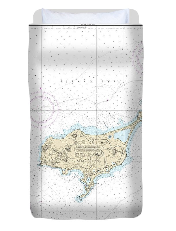 Nautical Chart-16382 St Paul Island, Pribilof Islands - Duvet Cover
