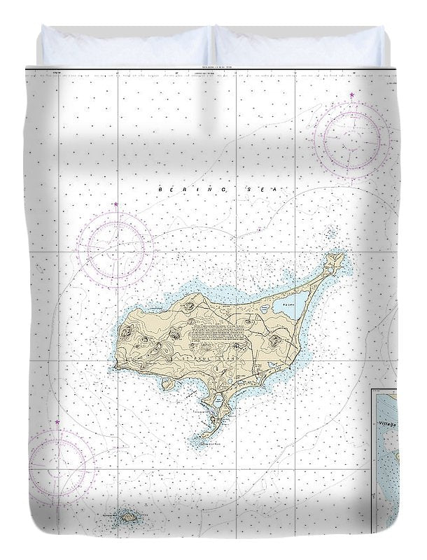 Nautical Chart-16382 St Paul Island, Pribilof Islands - Duvet Cover