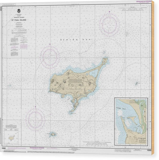 Nautical Chart-16382 St Paul Island, Pribilof Islands Wood Print