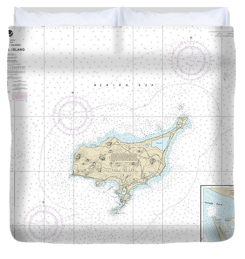 Nautical Chart 16382 St Paul Island, Pribilof Islands Duvet Cover