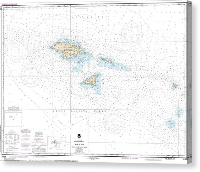 Nautical Chart-16420 Near Islands Buldir Island-Attu Island Canvas Print