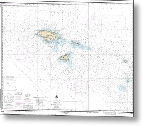 A beuatiful Metal Print of the Nautical Chart-16420 Near Islands Buldir Island-Attu Island - Metal Print by SeaKoast.  100% Guarenteed!