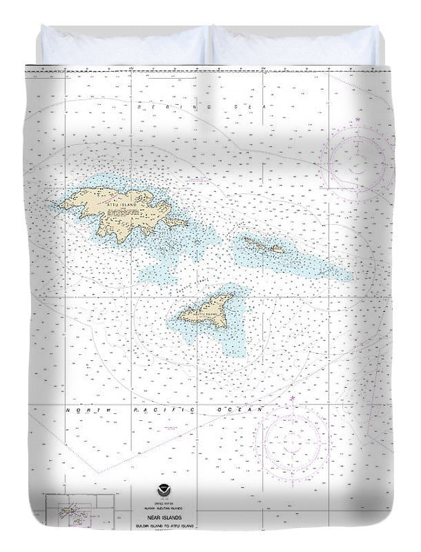 Nautical Chart-16420 Near Islands Buldir Island-attu Island - Duvet Cover